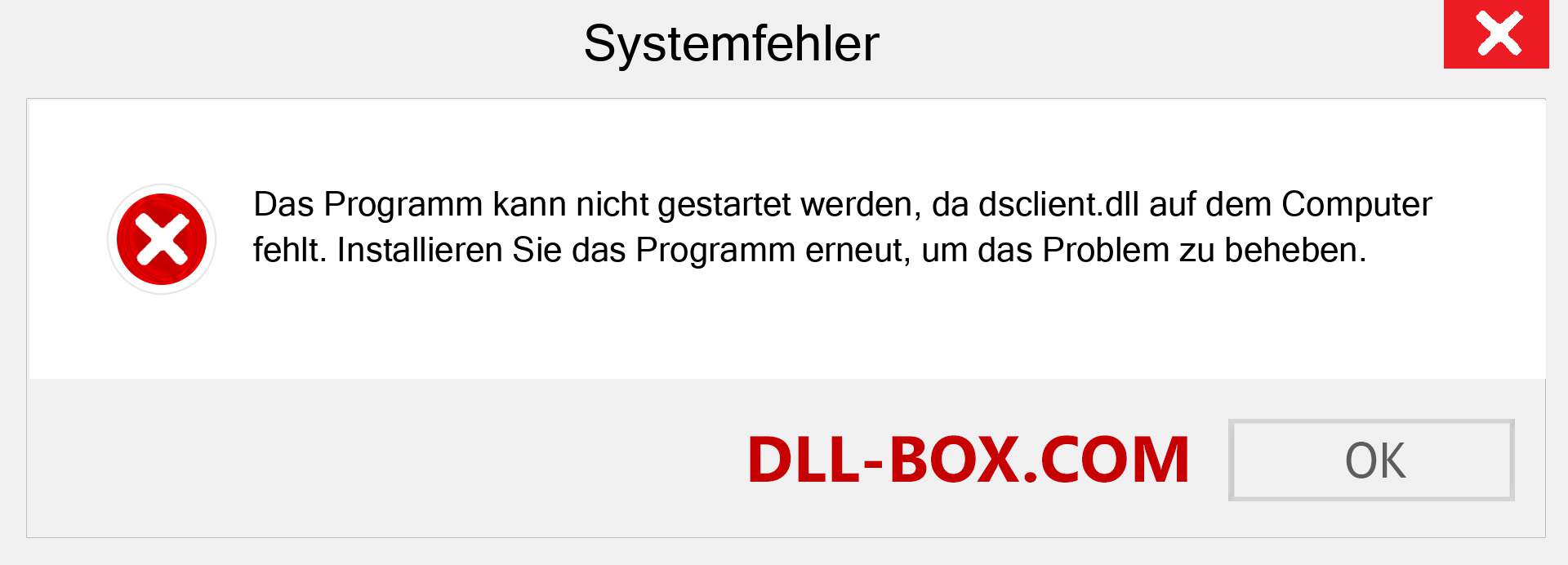 dsclient.dll-Datei fehlt?. Download für Windows 7, 8, 10 - Fix dsclient dll Missing Error unter Windows, Fotos, Bildern